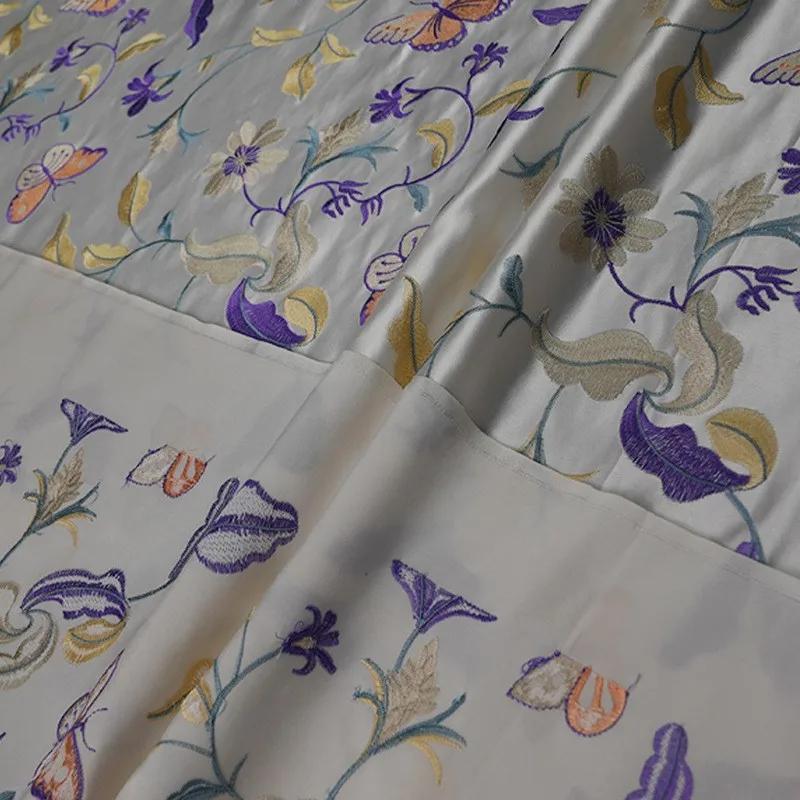 Embroidered brocade jacquard fabric silk and flower pattern Chinese-style clothing cheongsam