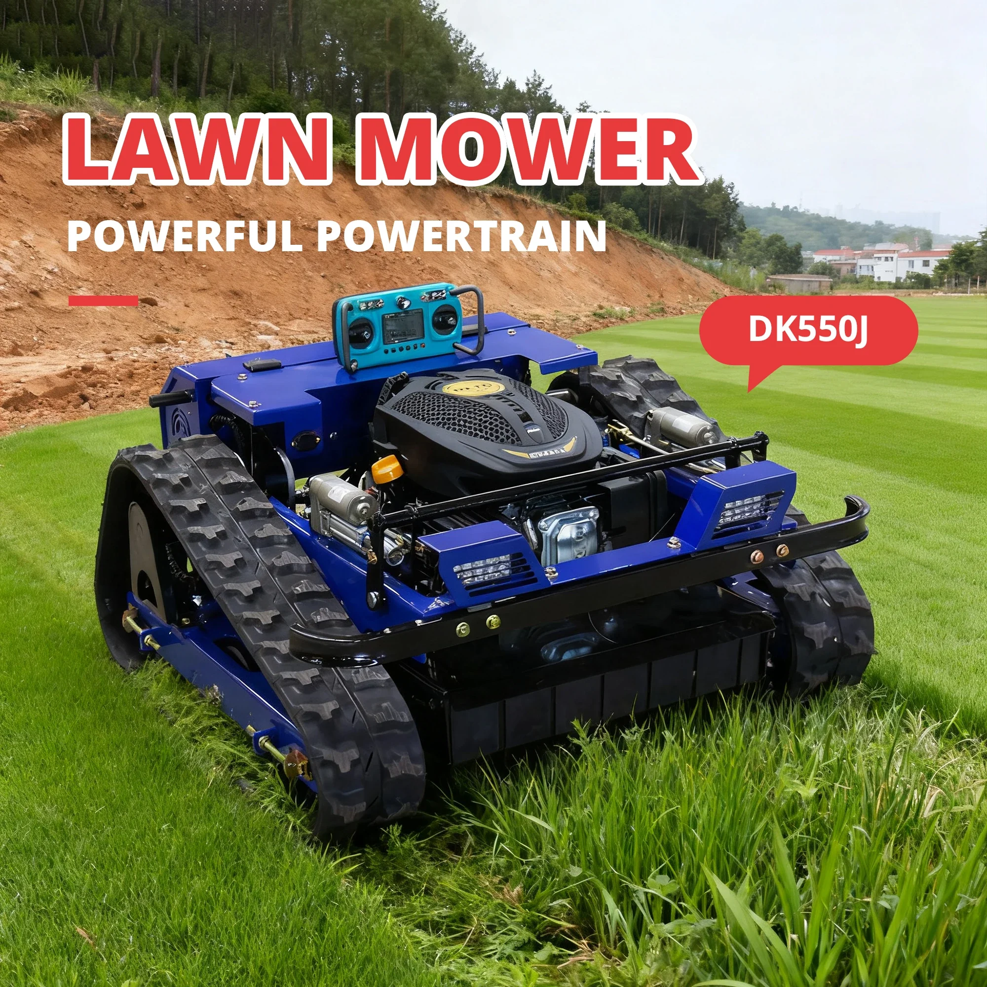 Customized Smart Remote Controlled Lawn Mower 550mm 1000mm Width 4WD Battery Brush Cutter for Steep Slopes