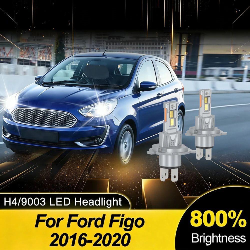 

H4 LED Bulb Super Bright Upgraded CSP 800% Brightness 1:1 Halogen Mini Size Pack of 2 For Ford Figo 2016 2017 2018 2019 2020