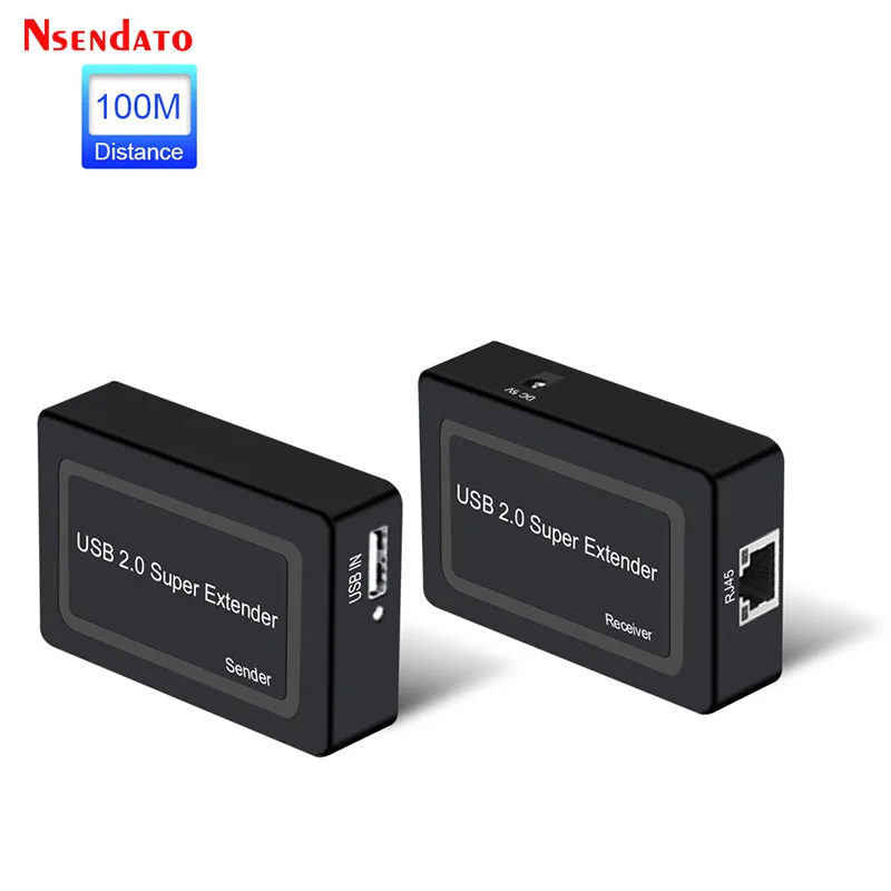 2 Port USB 2.0 Extender 100M Over Cat5e/6 USB To RJ45 Ethernet Cable Adapter for Camera Mouse Keyboard Printer USB Flash Disk