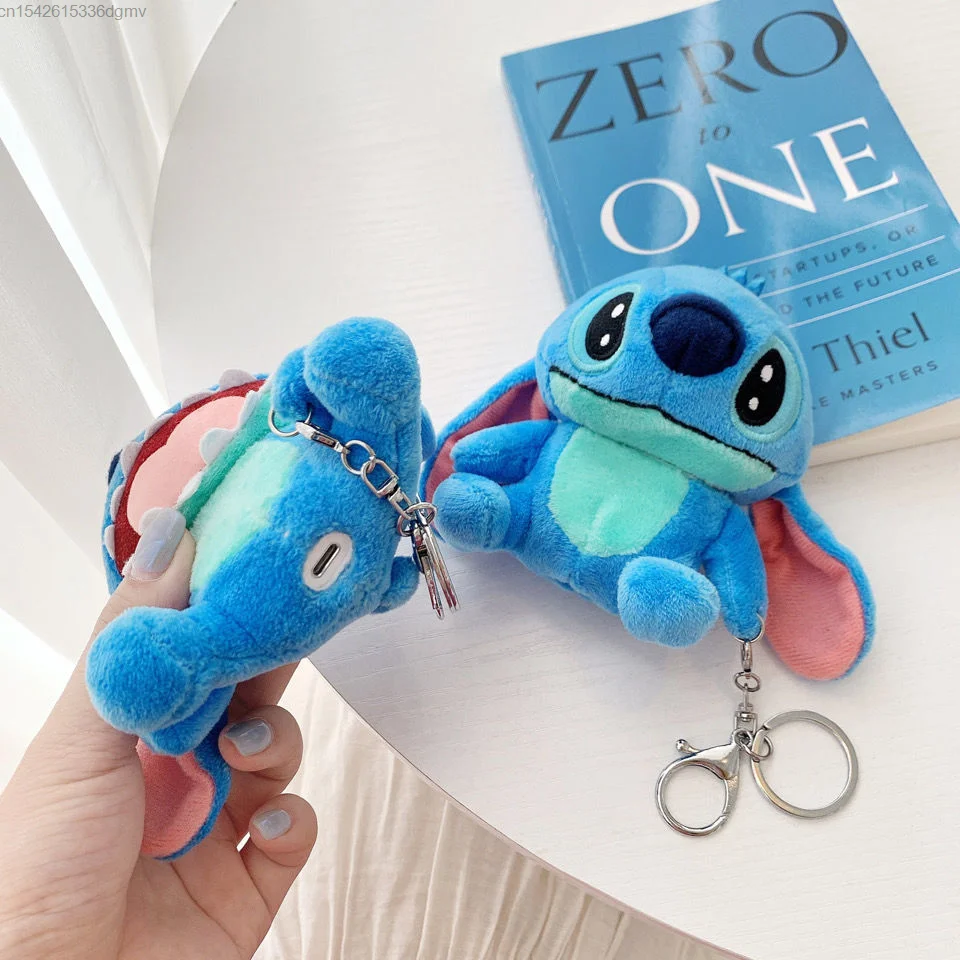 Disney Plush Stitch Cute Airpods 1 2 3 Pro Case Kawaii Cartoon Bluetooth Earphone Case Harajuku Korean Stylish Aesthetic Cover