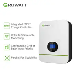 Growatt Solar Off Grid Inverter 3000W 24V 48V MPPT Charge Controller Pure Sine Wave SPF3000TL HVM