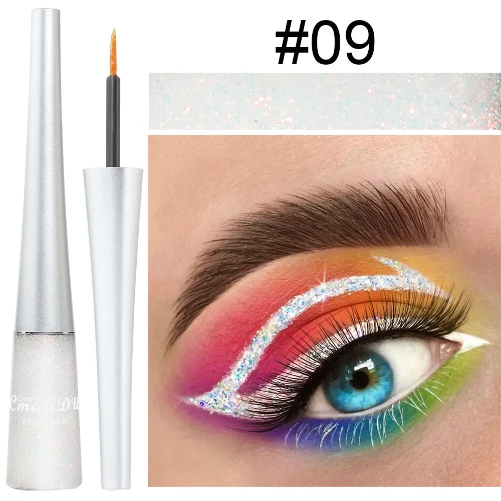 Heallor Colorful Liquid Glitter Eyeliner Pearlescent Sequins Diamond Eyeliner Shiny Eye Liners Waterproof Women Makeup Cosmetic