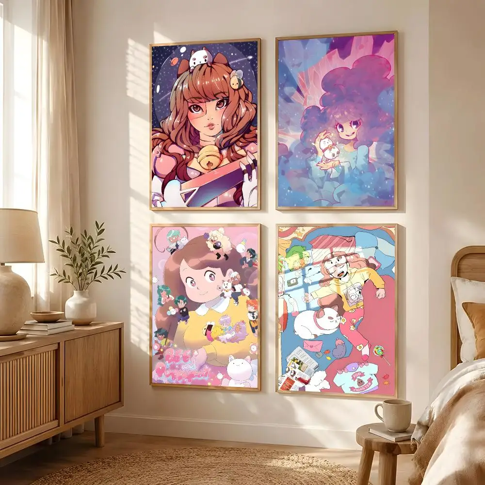 Cartoon Bee and PuppyCat Poster Poster All-match HD Waterproof Self-Adhesive Wall Art Sticker For Home Bedroom