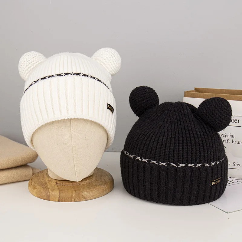 Autumn New Warm Mickey Ear Wool Hat Women Lovely Retro Japanese Plush Knitted Hat HAT221213-1