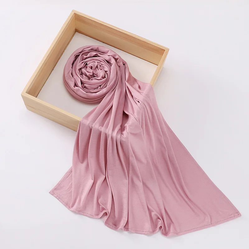 75*175CM Muslim Plain Hijab Cotton Stretchy Premium Jersey Scarf Soft Material Prayer Shawls Women Muslim Turban Femme