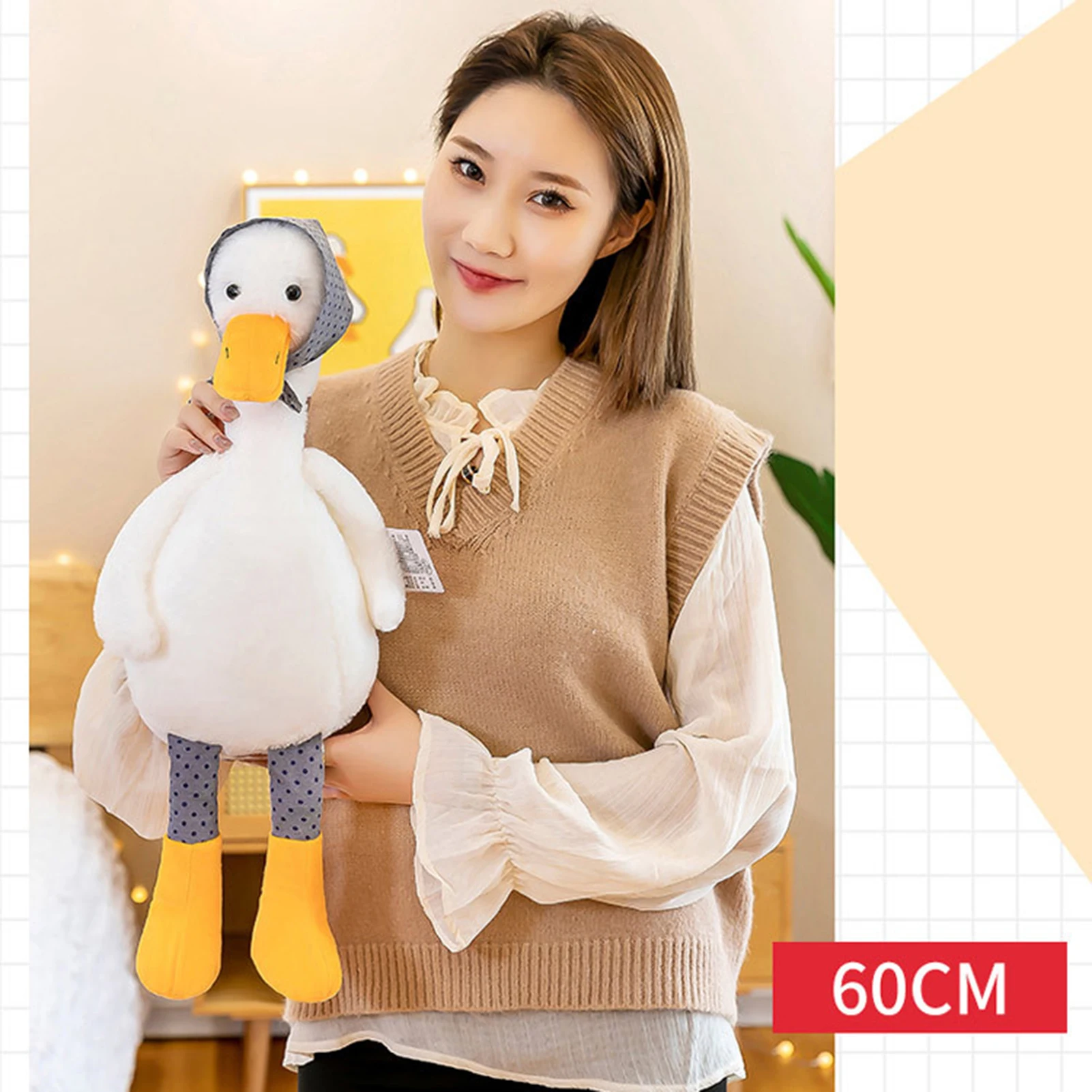 Adorável ganso boneca de pelúcia macio brinquedo de pelúcia criança abraçando travesseiro presente 60cm