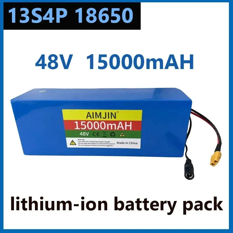 

The new XT60 13S4P 48V 15000mAh lithium-ion battery pack is suitable for 54.6V electric bicycles and scooters with BMS