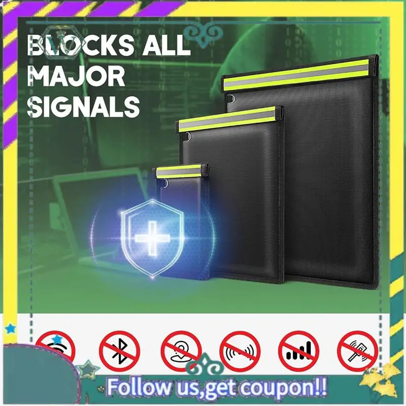 NEW Faradays Bag For Phones, 3 Pack Faraday Bags EMP Proof For Laptops, Tablets And Car Keys, Faraday Key Fob Protector Easy Ins