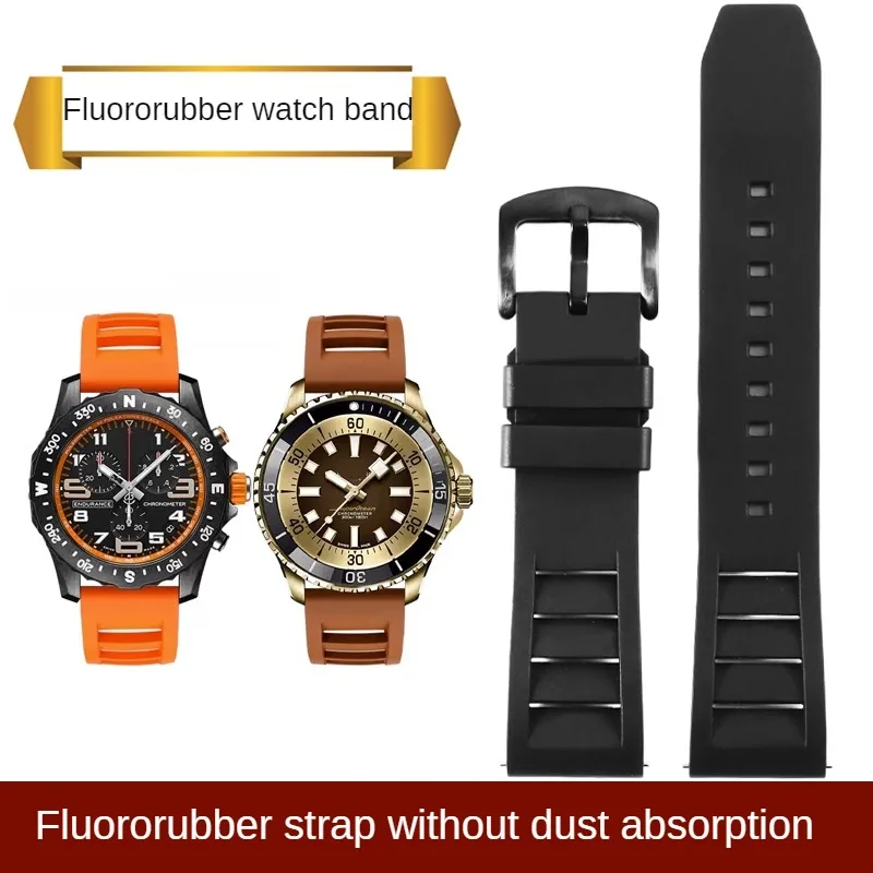 Universal Brand Flat Interface Fluororubber Watch Strap 20/22mm