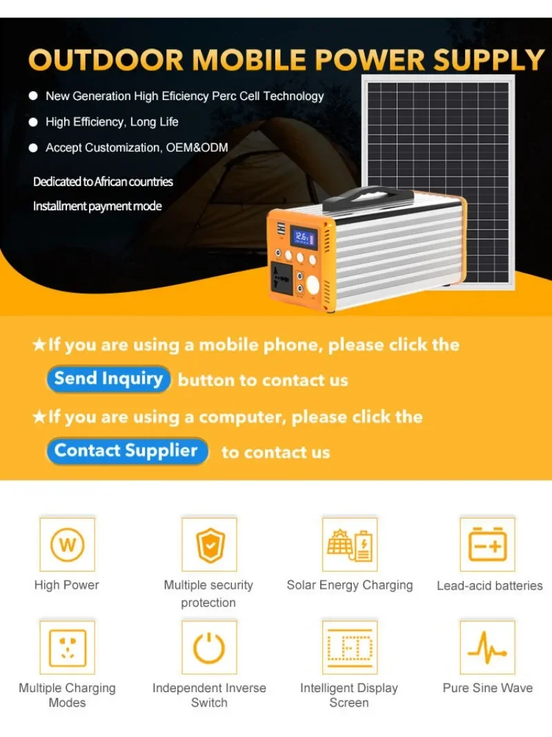 Portable Power Station 200W 300W 500W Emergency Mobile Power Bank 220V/110V AC DC LED Display Outdoor Camping act of rescue