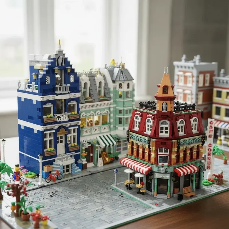 

Мини-конструктор «Городская европейская улица»: Архитектурные блоки 3-в-1 (Кофейня, Магазин, Торговый павильон) – Креативный конструктор для детей, подарок для самостоятельной сборки