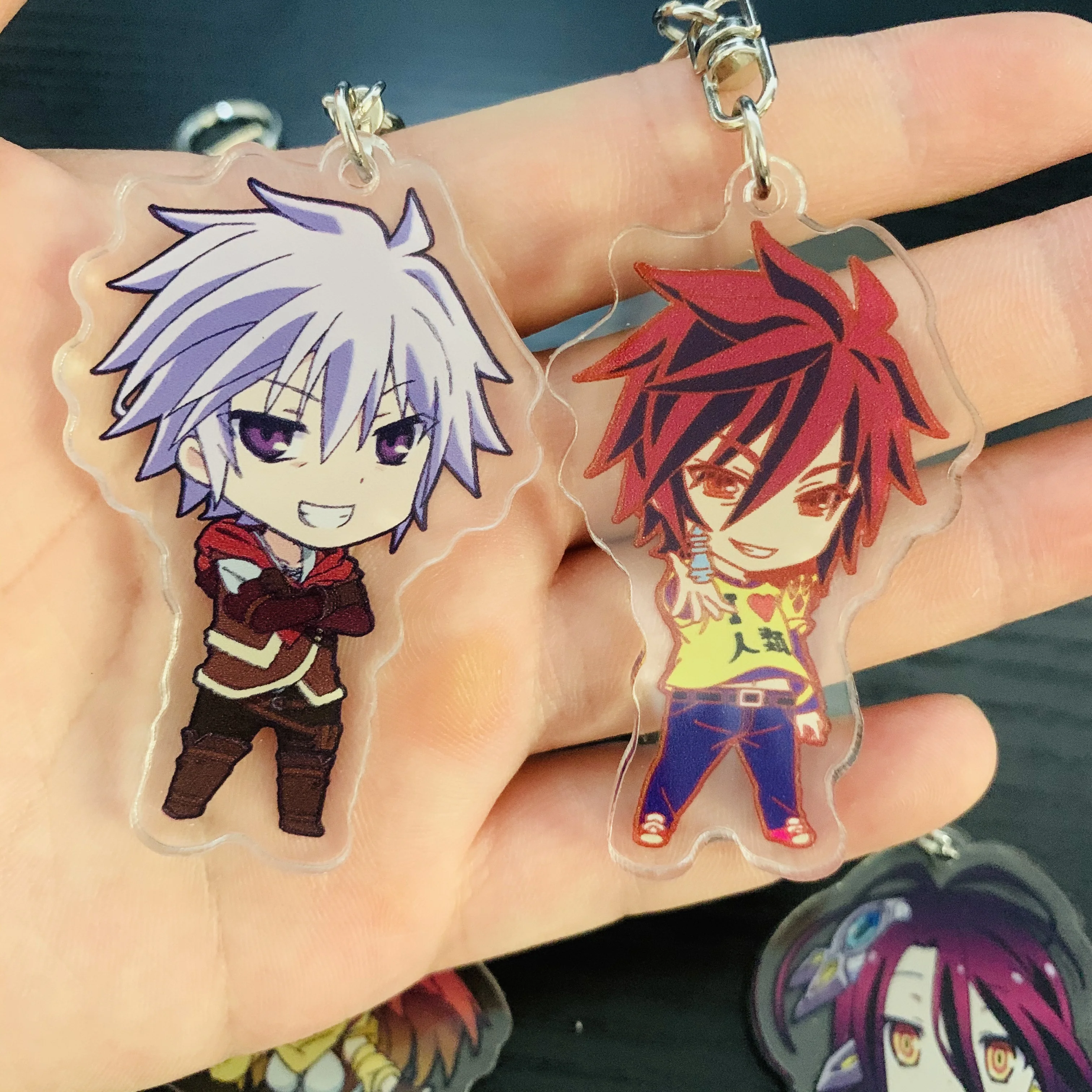 NO GAME NO LIFE Anime Figure Sora Shiro Jibril Cosplay Acrylic Key Chain Kawaii Bag Pendant Accessories Fans Christmas Gifts