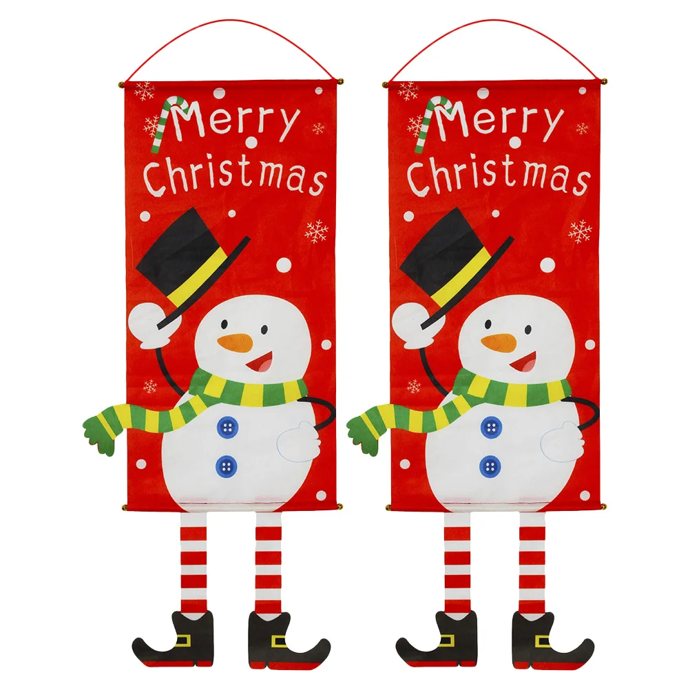 

2pcs Snowman Hangings Christmas Fabric Door Hanging Decor Party Supplies Home Decoration Xmas Ornament Craft Pendant