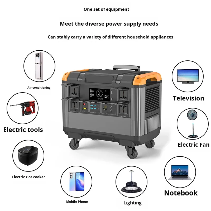 3000W Portable Power Station 220V Solar Charging Generator With MPPT Emergency Car Jump Starter Outdoor Backup Power Supply