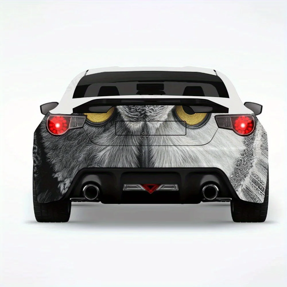 

Черно-белая сова, виниловая наклейка на заднюю часть автомобиля, водонепроницаемые самоклеящиеся виниловые наклейки для хвоста и бампера автомобиля, украшение P