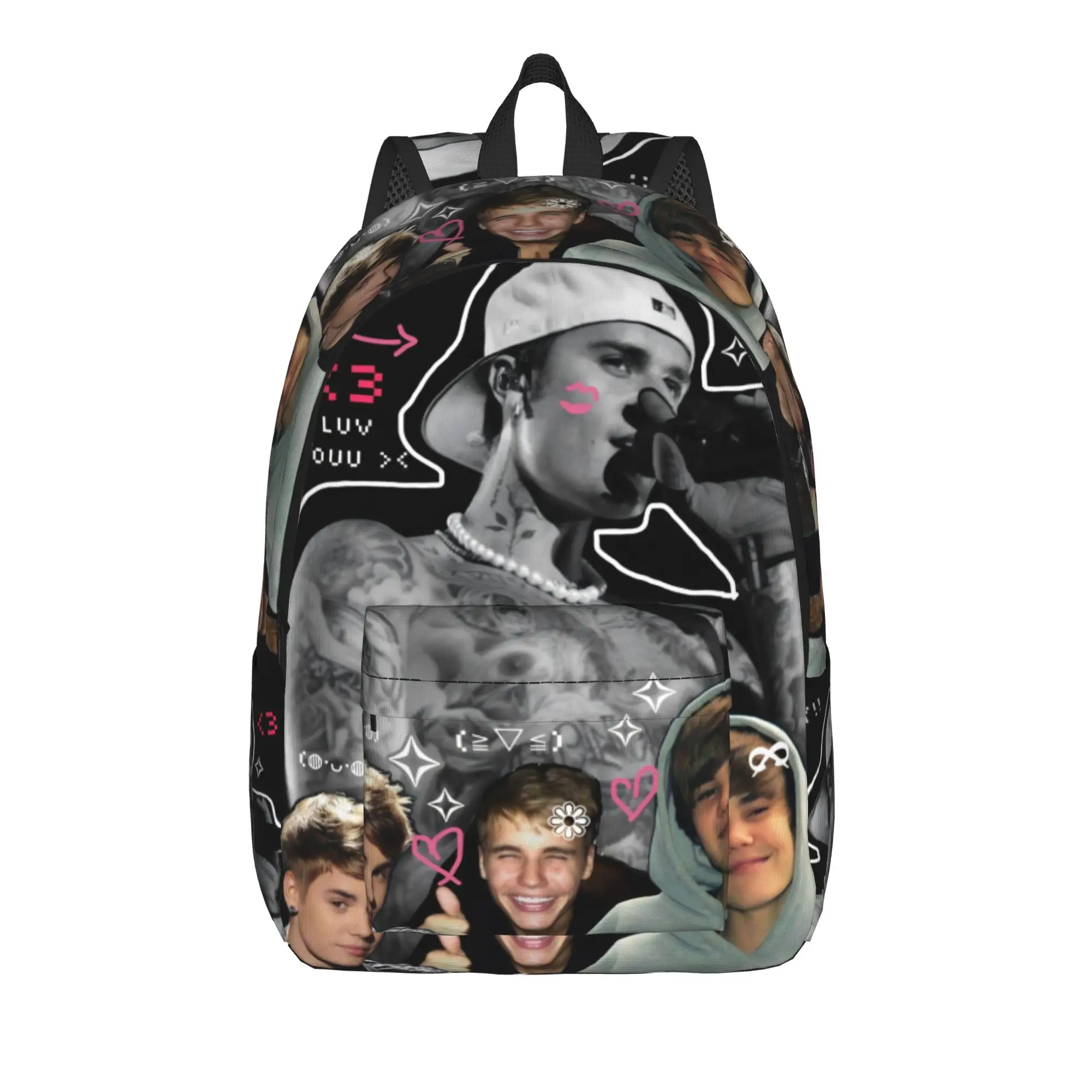 Justins Pop Singer Biebering Backpack for Men Women Teenage Student Hiking Travel Daypack Dance Cool Laptop Canvas Bags Gift