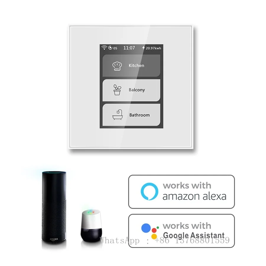 

TUYA Zigbee EU Standard LCD Touch Panel Smart Switch 3 Gang Light Curtain Switch Support Voice Control GOOGLE HOME Alexa Siri