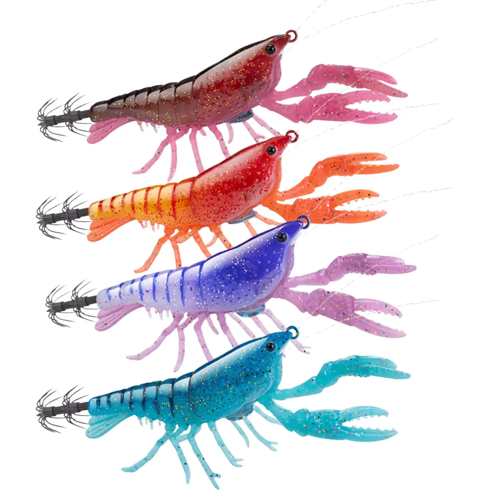 

Светящиеся приманки-креветки с крючком, маленькие мягкие приманки для пресной и соленой воды, для ловли форели, окуня, лосося, сома, для рыбалки с каяка