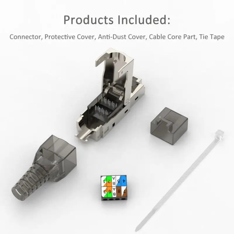 Linkwylan CAT6A CAT7 RJ45 Modular Ethernet Cable Plug Shielded Connector Field Termination Reusable Shielded STP for 22-26AWG