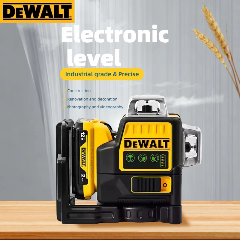 

Лазерный нивелир Dewalt DW089LG с 3 линиями по 360 градусов, вертикальный и горизонтальный, для наружных работ, с литиевой батареей 12В, зеленый луч