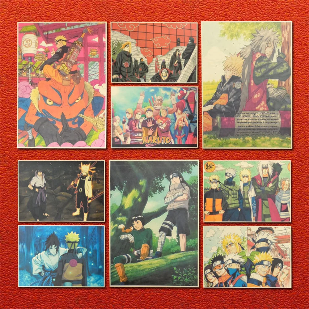 Naruto Poster Sasuke Anime Around Naruto Bedroom Boy Girl Creative Wall Decoration Naruto Surrounding Kraft Wall Stickers Mural