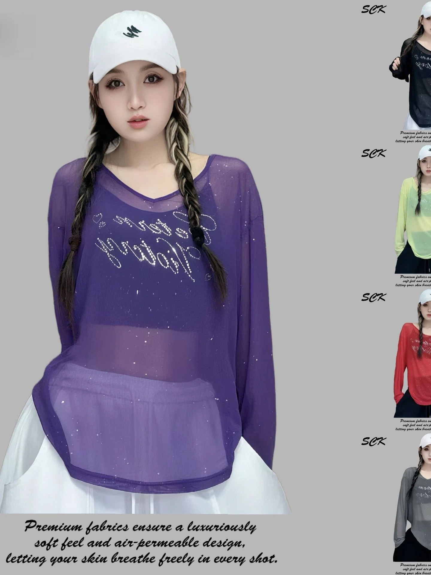 lightweight-long-sleeve-t-shirt-women's-square-dance-star-printed-shiny-loose-fit-summer-dance-top-female-fitness-apparel
