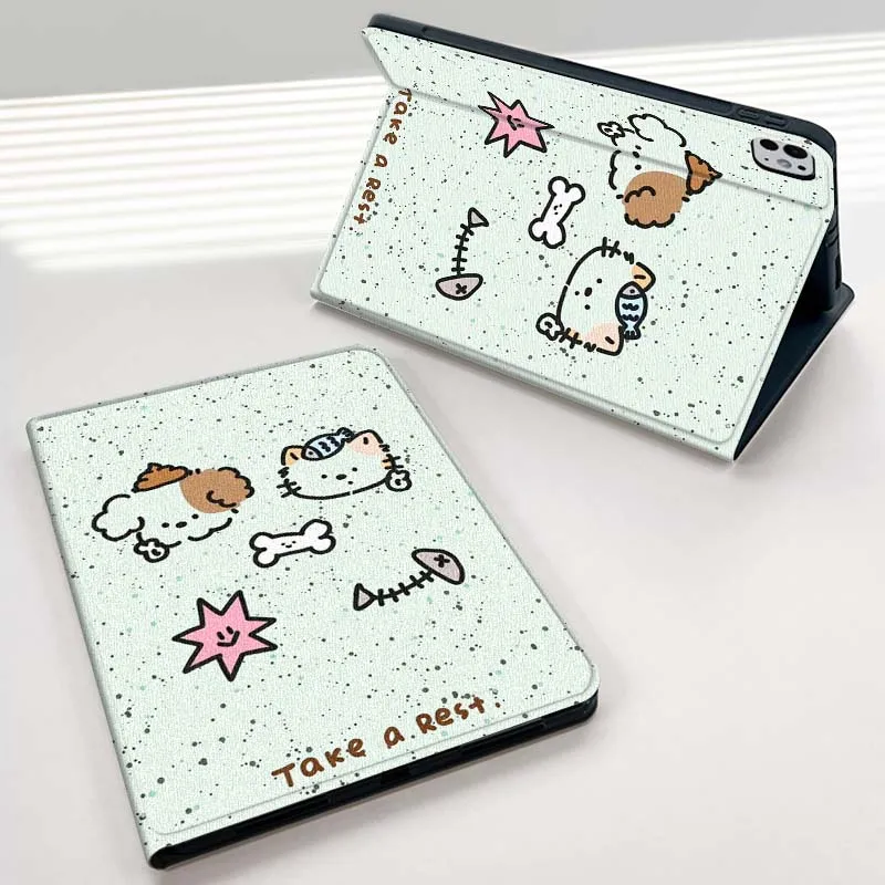 

Dog Cat Fresh Pattern For iPad mini Air 1 2 3 4 5 6 7 6th 7th 9 11 13 M3 M2 gen 7.9 8.3 10.9 Inch 2025 Tablet Case