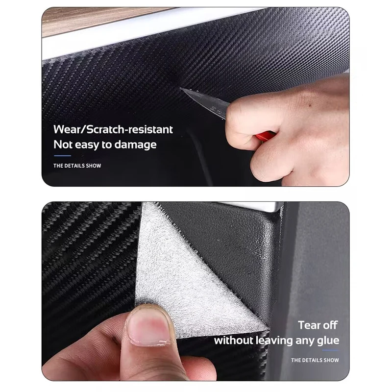 For Tesla Model 3/Y Doors Glove Box Panel Anti Kick Pad Protector Carbon Black Cover Sticker Film Wrap Glovebox Car Accessories