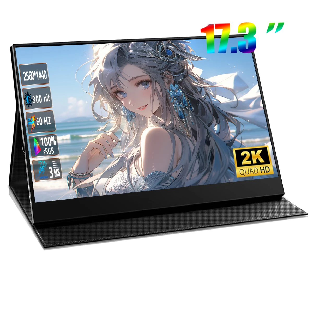 17,3 Zoll 2k tragbarer Monitor ultra-klar 2560x1440 Laptop-Monitor USB C HDMI-Gaming-Computer-Display IP-Bildschirm für PC Mac PS5