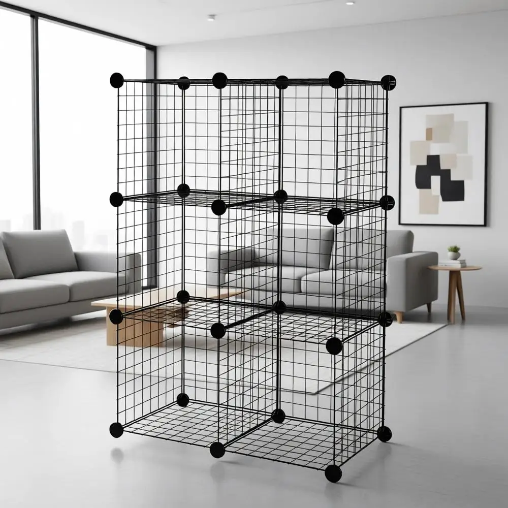 

Металлический складной органайзер для хранения, сборка без инструментов, 26Ш x 38В x 12.6Г, черный