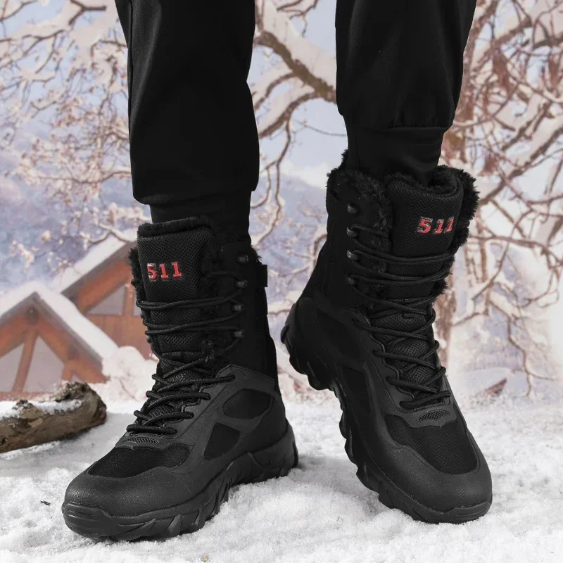 Winter Men's Snow Boots 2023 New Warm and Fleece Field Jungle Combat Boots Waterproof Non-slip Outdoor Men Short Barrel Boots