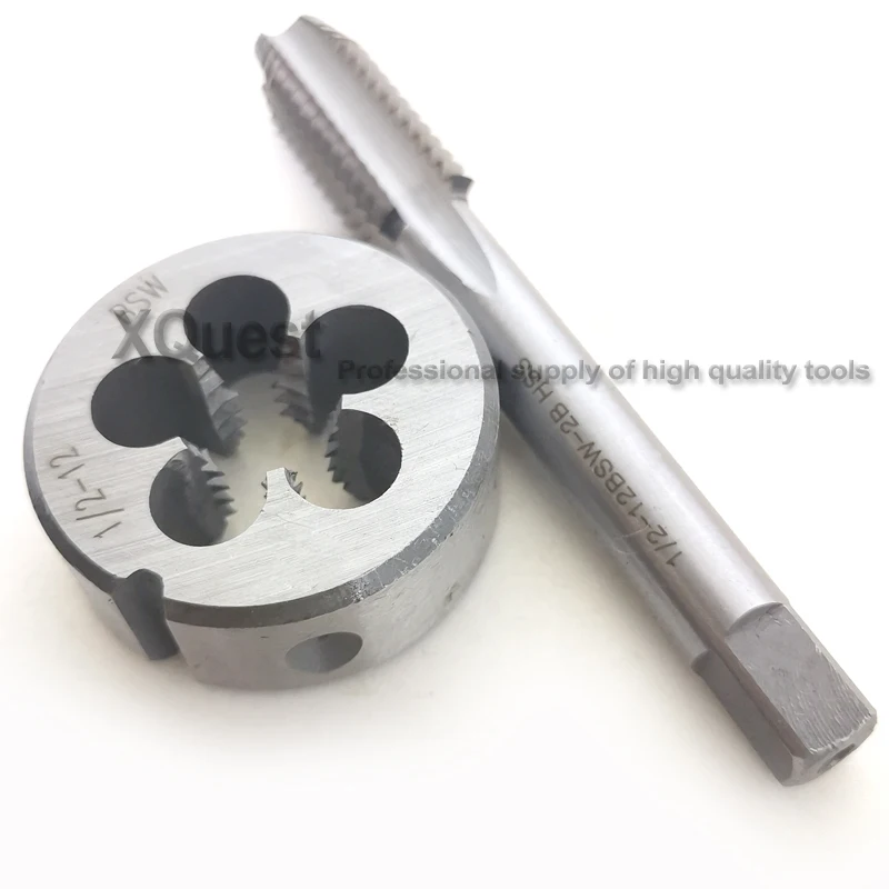 2pcs HSS Withworth thread tap and die set BSW 1/8 5/32 3/16 1/4 5/16 Right hand taps Round dies suit W 3/8 7/16 5/8 3/4 1/2
