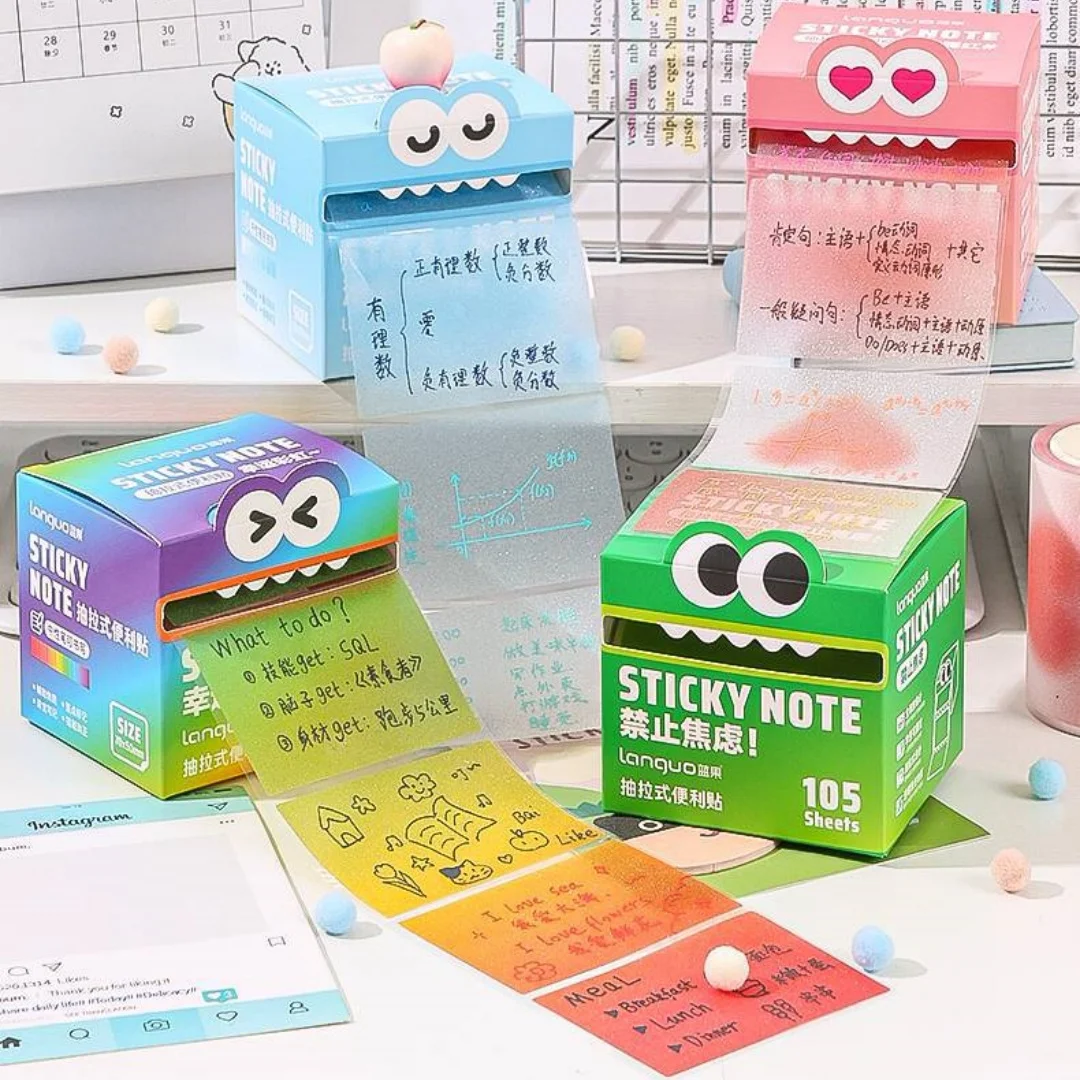 Transparent Pearl Pull-Out Sticky Notes Drawer-Style Re-Stickable Sticky Notepad For Key Point Marking Note Memo Pad Stationery