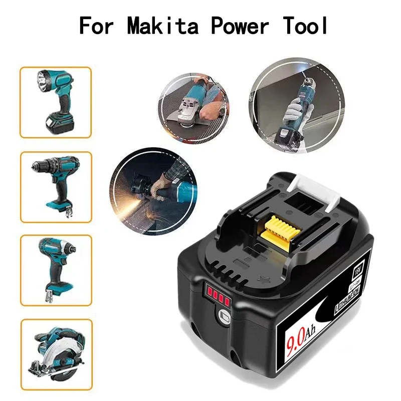 4In LED Working Light + 100% Compatible Makita 18V 9.0Ah Rechargeable Power Tool Battery Replacement LXT BL1860B BL1860 BL1850