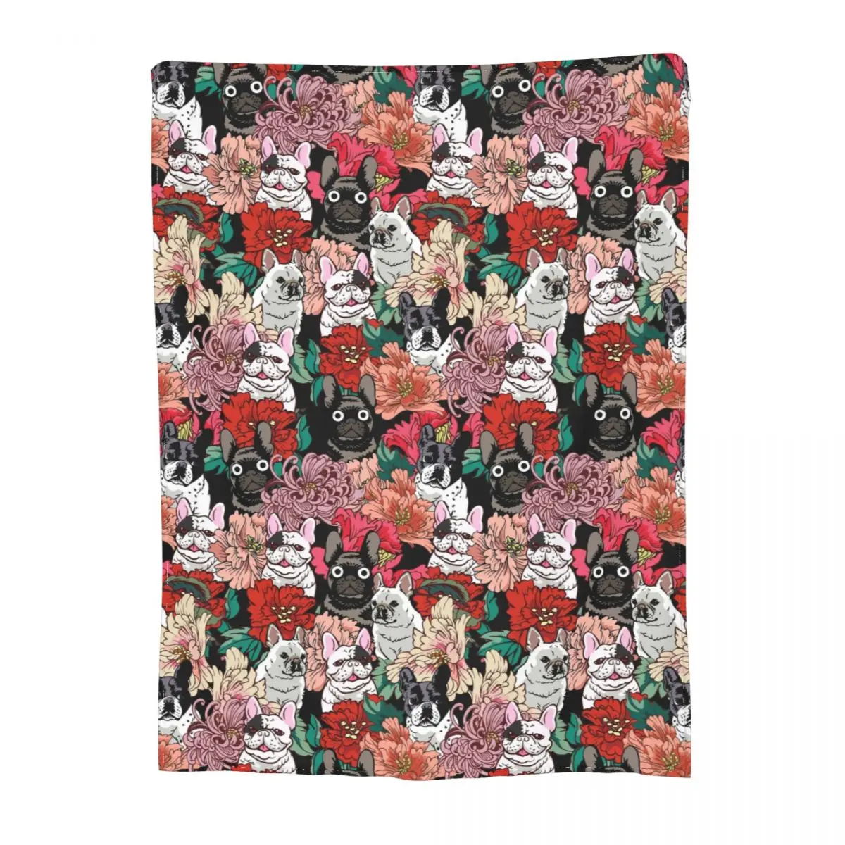 Because French Bulldog Flower Blossom Blankets Flannel Winter Floral Camouflage Cozy Throw Blanket for Bed Bedroom Bedspreads