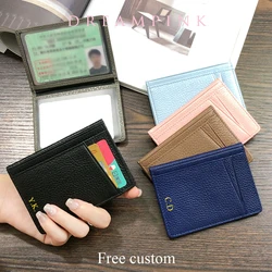 Custom Name Driver License Card Holder Genuine Leather Slim Driving Documents Case Free Engraved Letters Travel ID Card Wallet
