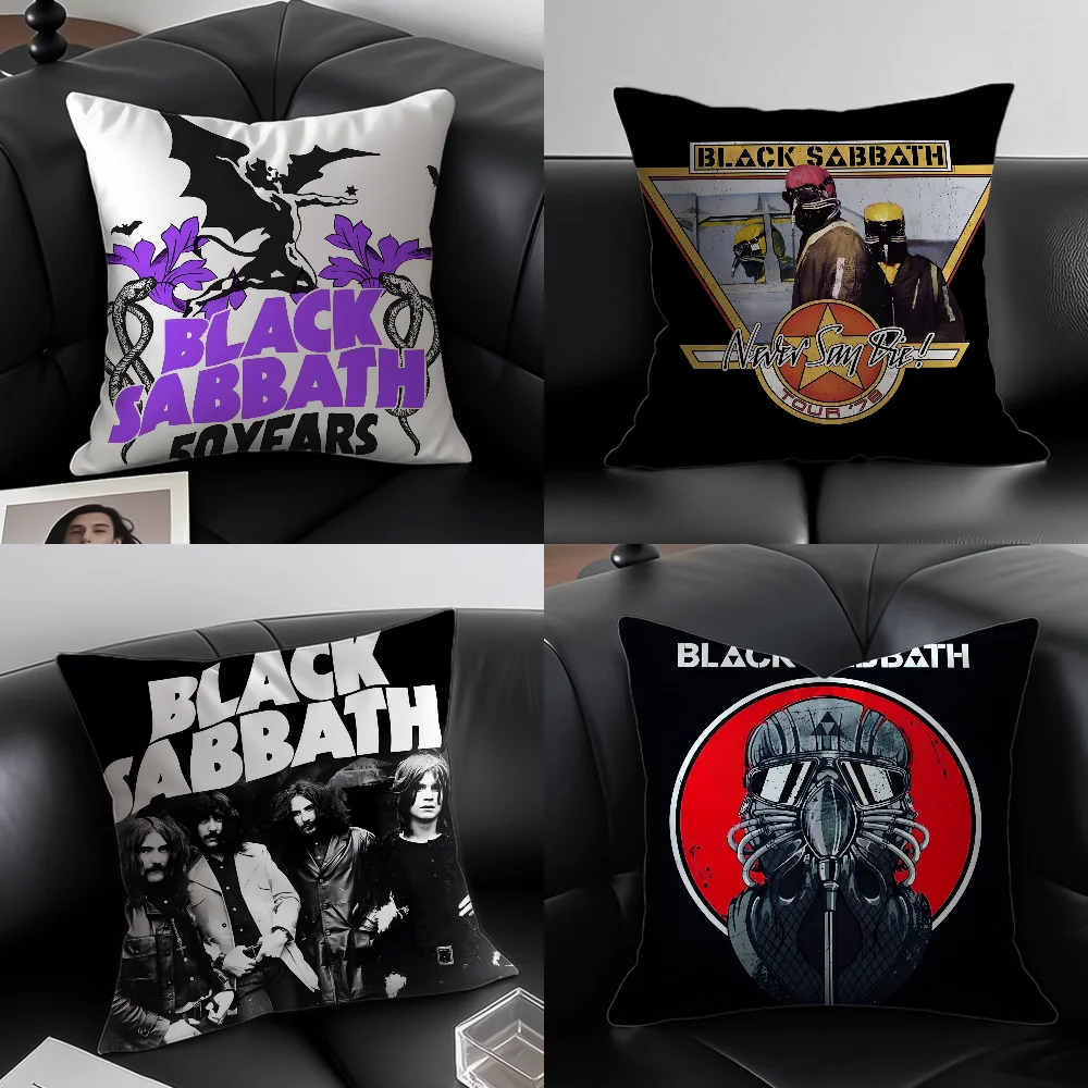 B-Black Sabbath Band Anmie Pillow Case Anti-dustmite Pillowcase Invisible zipper silky short plush Sofa cushion cover