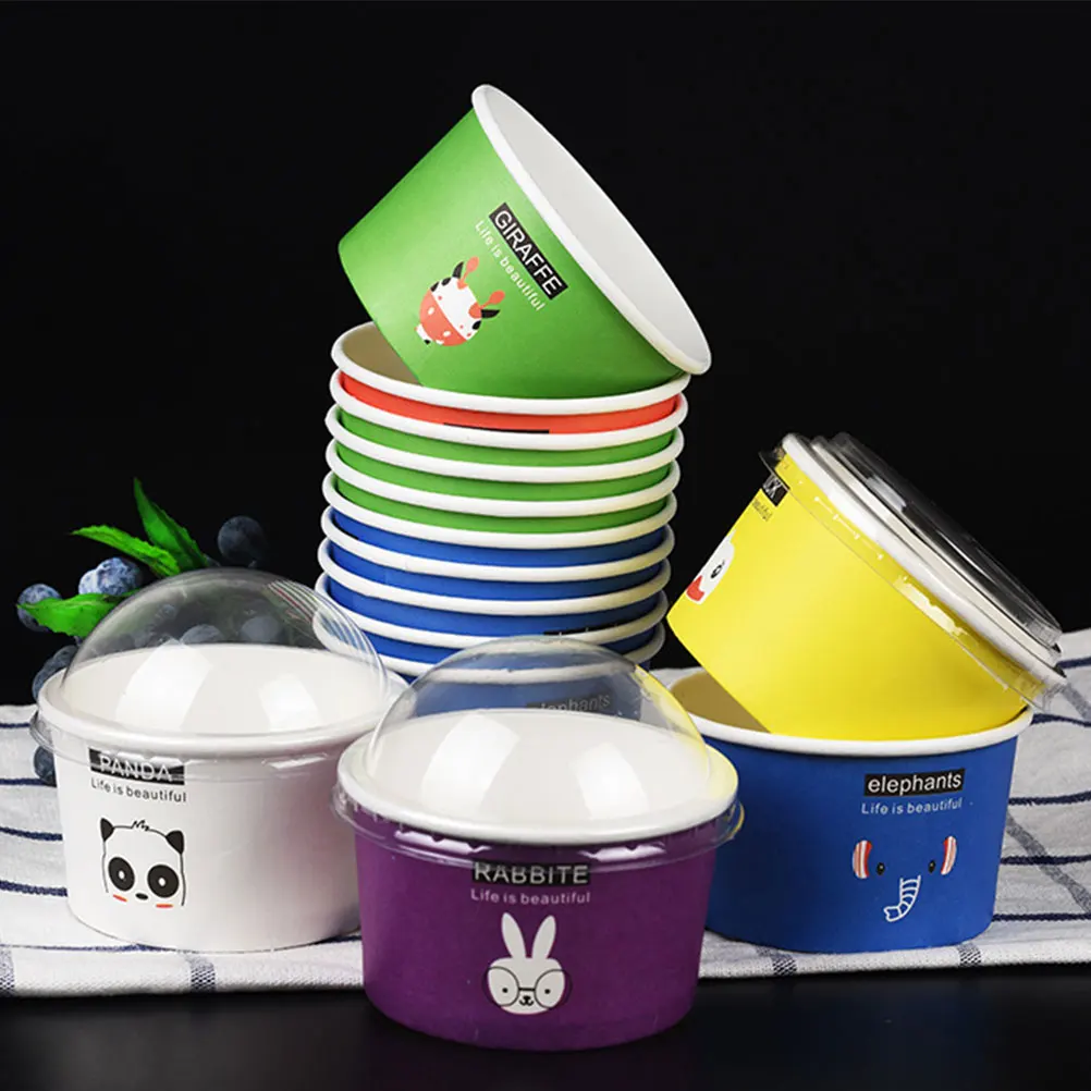 

100pcs Ice Cream Paper Cups 85Ml 200Ml Half Ball Cover Disposable Bowls For Dessert Jelly Yogurt Mousse Tiramisu Wedding Party