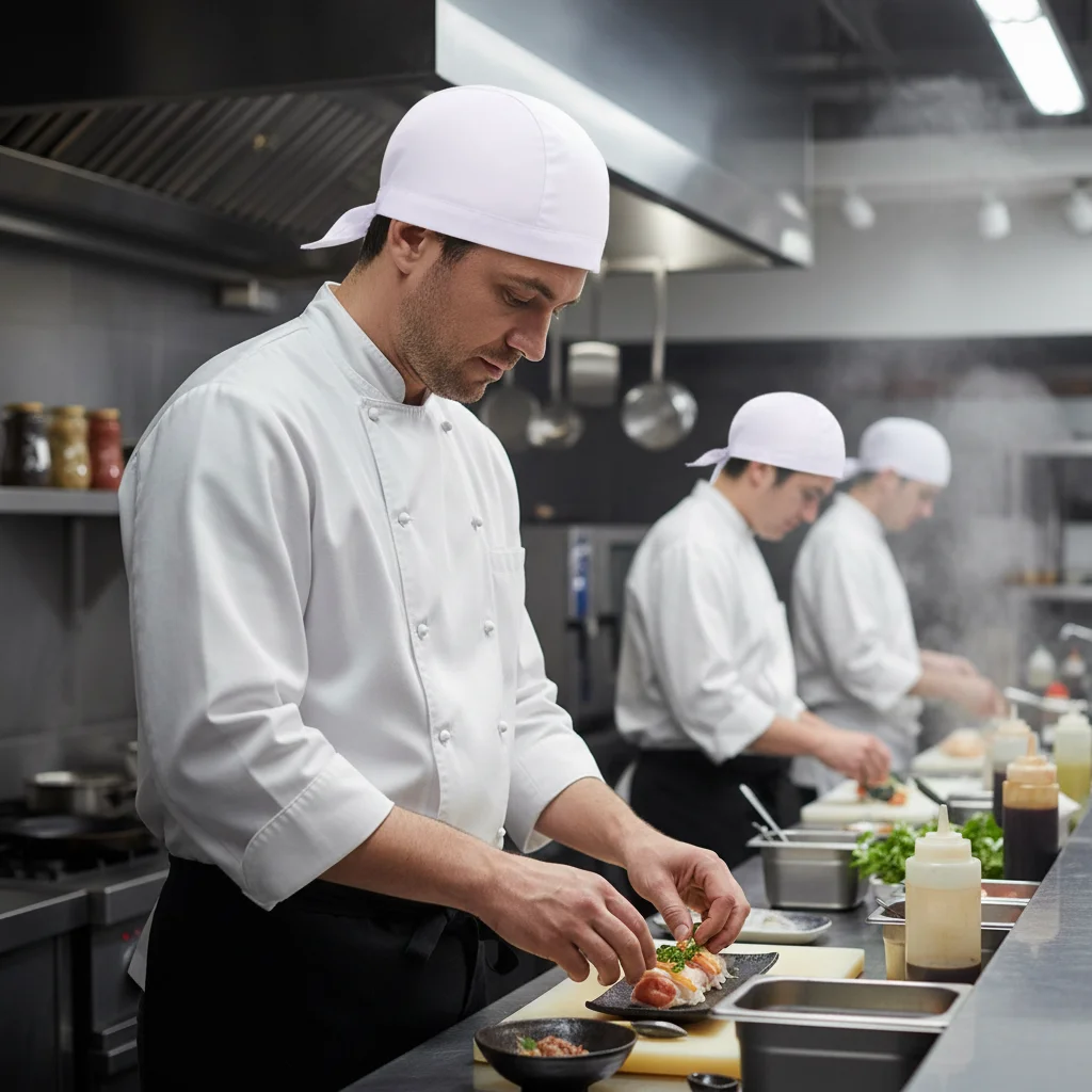 Koksmuts voor mannen en vrouwen Restaurantpersoneel Verstelbare gebonden band Kookmuts Ademend katoenmixmateriaal voor Japans