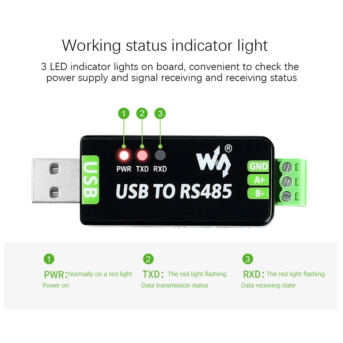 Módulo de comunicação do conversor serial, 10X USB para RS485 para RS485, 300-921600Bps, Circuito de proteção ESD embutido