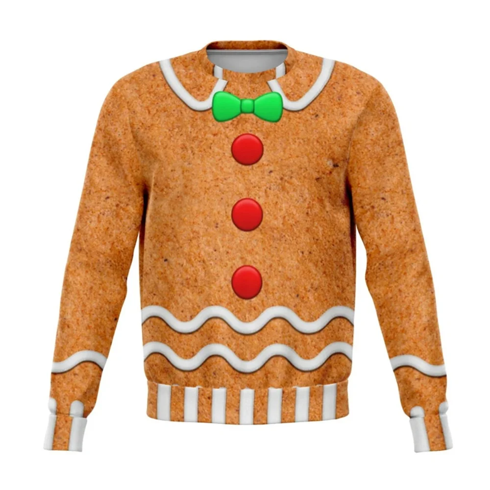 

Gingerbread Man Cosplay 3D All Print Graphic Christmas Ugly Sweater Vintage Fashion Tops Hip Pop Festival Party Top Dropshipping