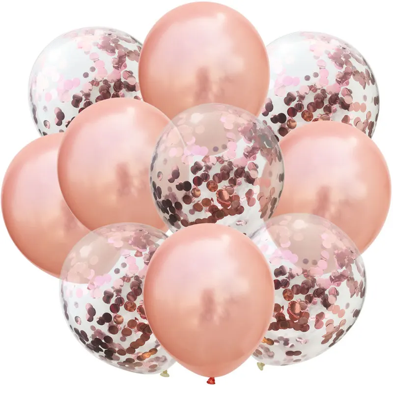 10pcs 12inch Gold Black Pink Metallic Latex Balloons Baby Shower Birthday Wedding Party Decor Confetti Clear Air Baloon