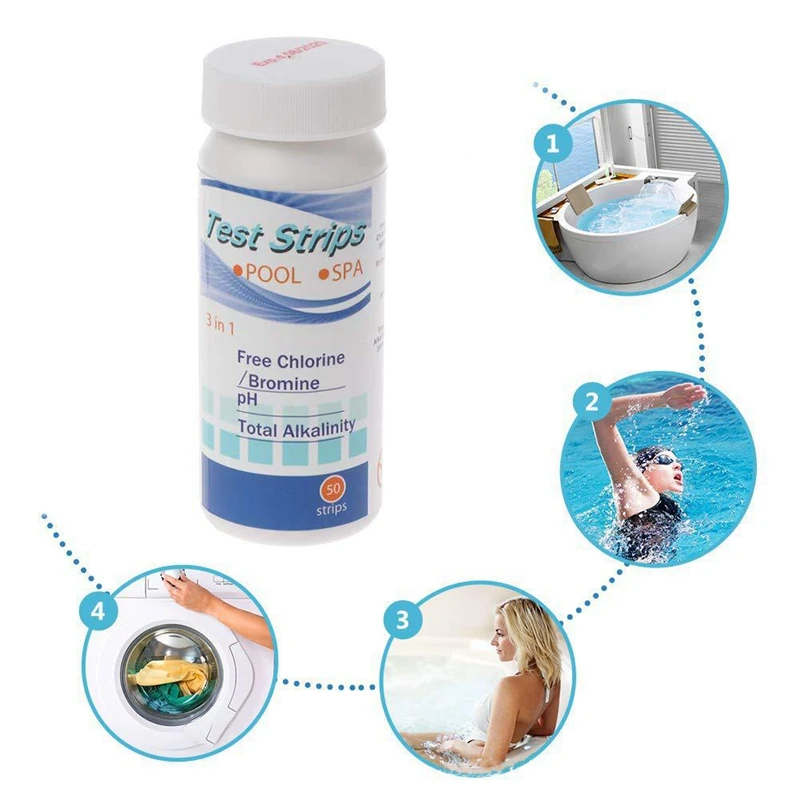 Pool And Spa Test Strips For Hot Tub: 3-Ways Swimming Pool Test Kit 100 Count(2 Pack)