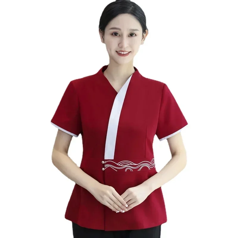 Uniforme da cameriere estivo Western Cafe Ristorante Hotel Tute da servizio di ristorazione Sala da tè Abbigliamento da lavoro Manica corta Tute da forno Chef