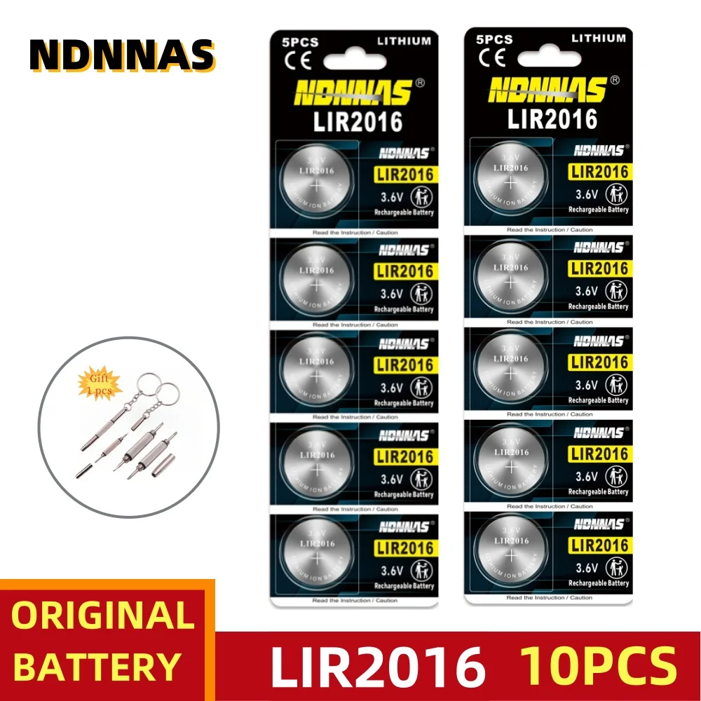 

10PCS LIR2016 rechargeable Lithium Li-ion battery 3.6V lithium-ion replaces CR2016 for car remote control key
