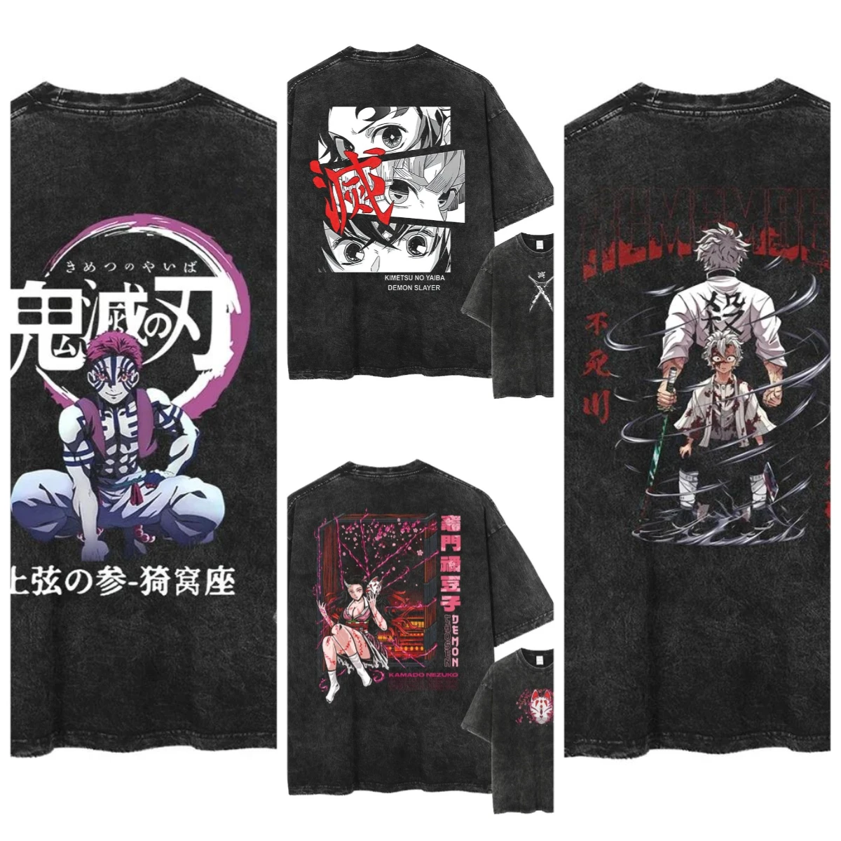

Новое поступление, мужская одежда, футболка Homme, футболки с рисунком, мужская футболка Demon Slayer Uzui Tengen, аниме, винтажная стираная 61342