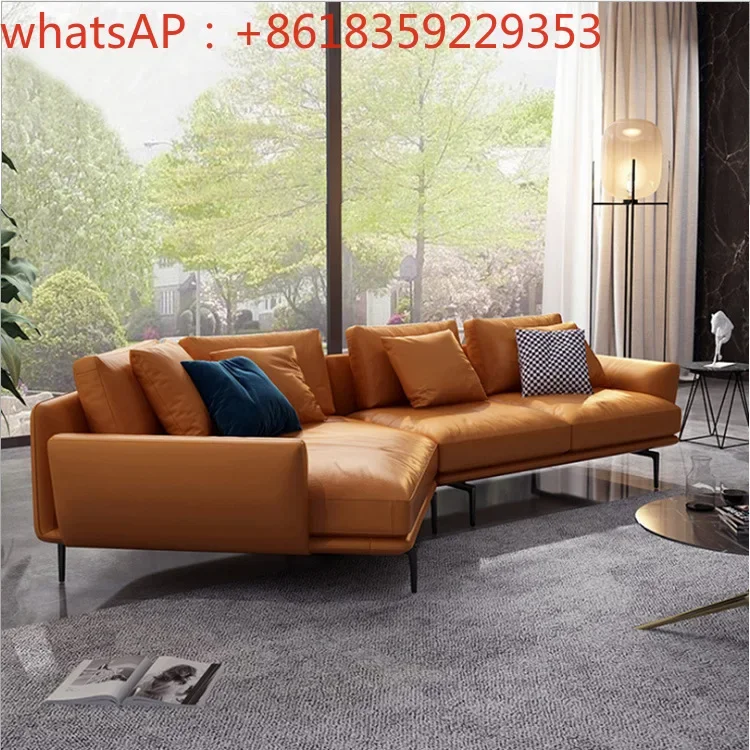 Light luxury and simple leather sofa designer living room modern simple special-shaped royal concubine sofa large apartment