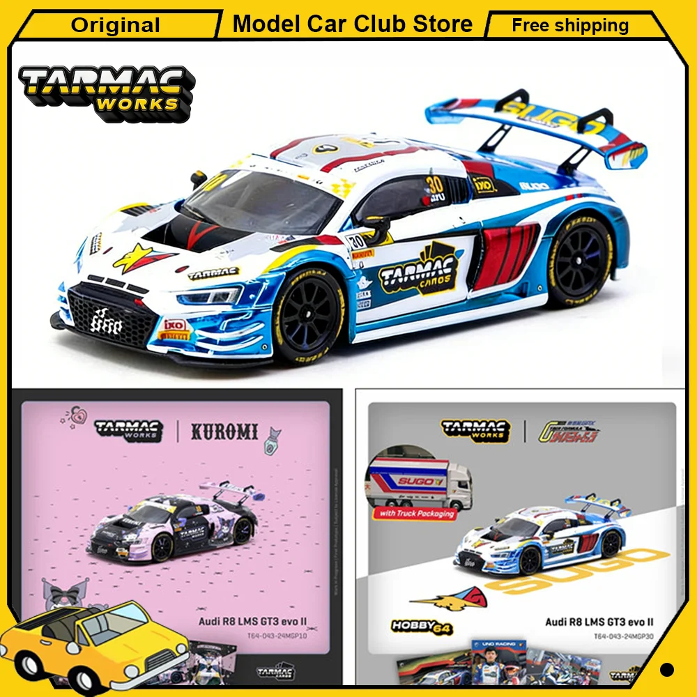 Tarmac Works TW 1:64 Scale Audi R8 LMS GT3 Evo II KUROMI Future GPX Cyber Formula Car Alloy Model Miniature Collection Hobby Toy