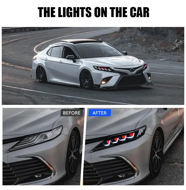 LED Headlights  For Toyota Camry 2018-2024 8 Lens DRL Turn Signal With Devil Eyes